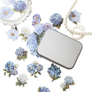 Autocollants décoratifs sur le thème du voyage, auto-adhésifs en PET, embellissements floraux, boîte carrée en métal pour journal, scrapbooking, décoration de vacances - Product Image 4