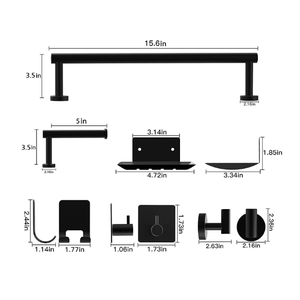 Accessori per il bagno 7 pezzi portasapone a parete nero acciaio inossidabile portasciugamani <span class=keywords><strong>porta</strong></span> portasciugamani <span class=keywords><strong>porta</strong></span> rasoio - Product Image 5