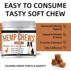 OEM/ODM Factory Custom Private Label Hemp Chews For Dogs Calm Calming Treat Health Care Supplement Pet Hemp Calm Food