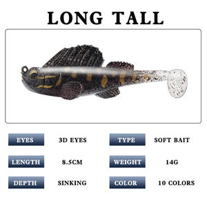 Ensemble de leurres souples 8,5 cm 14 g, leurres de fond pour poissons d'eau douce, leurres artificiels en silicone Mudskipper, pack de dix couleurs - Product Image 5