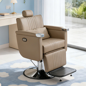 Sillón de Peluquería Reclinable de Cuero Sintético Resistente, Asiento Reclinable con Respaldo Eléctrico Ajustable en Altura y Reposapiés - Product Image 2