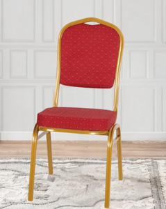 European Style Modern Aluminum Gold Frame <b>Stackable</b> Restaurant <b>Chair</b> | Upholstered Banquet Seating Tapered Legs Hospitality - Product Image 3