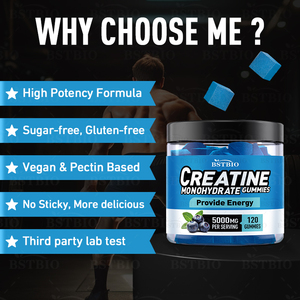 BSTBIO Suplementos <span class=keywords><strong>Pre</strong></span>-Entrenamiento Sin Azúcar de Marca Privada Personalizados 5000mg 120 Gomitas de Creatina Monohidrato - Product Image 4