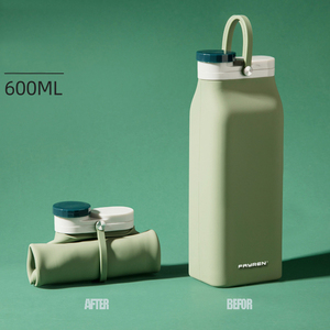Bouteille <span class=keywords><strong>d</strong></span>'eau pliable en Silicone à fond carré léger de 600ML, sans BPA, pour le Sport en plein air - Product Image 5