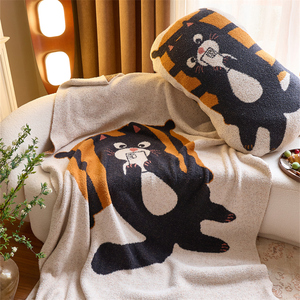 Accepter personnalisé 100% polyester mignon chat Jacquard tricoté couverture pour la décoration de la maison cadeau couverture en microfibre OEKO-TEX <span class=keywords><strong>LGL</strong></span> - Product Image 3