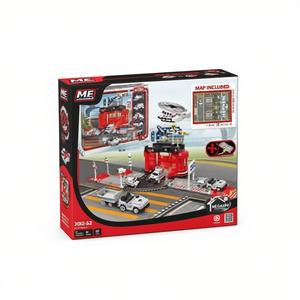 Me Firefighting Airport Track Set 7012-52 With 4 Cars 1 Plane 8 Signs For Kids Ages 4-6 - Product Image 1