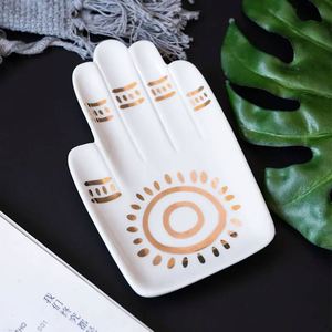 Five Fingers Hamsa Sun Hand Shape Ceramic Decorative <b>Ring</b>/Jewelry/Trinket/Necklace/Storage Holder/Dish/<b>Plate</b>/Tray - Product Image 3