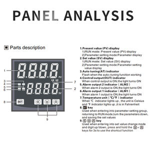 Controlador de temperatura Pid digital de entrada <span class=keywords><strong>TC</strong></span>/RTD rojo y verde, pantalla LED de doble fila de 4 bits, 24VAC, con salida SSR + relé, 1 unidad - Product Image 4