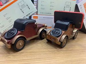 Custom Logo Vintage <b>Bluetooth</b> <b>Speaker</b> <b>Retro</b> Wood Finish Wireless Bass Phone Stand Square Design Alphabet Pattern Portable Audio - Product Image 3