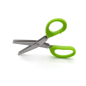 Three Layer Stainless Steel <b>Kitchen</b> <b>Scissors</b> Green Handle For Chopping Scallions Seaweed Baby Food Home Use - Product Image 1