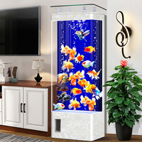Aquarium en verre pour salon, petit et moyen, sur pied, avec filtre arrière, carré, vertical, sans changement d'eau, 2 ans