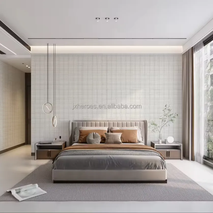 Kertas dinding 3D, gaya INS pola kotak kecil kamar tidur dekorasi rumah Mural