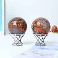 Vente en gros de pierres de guérison spirituelle en cristal poli, boule d'agate argentée pour la décoration