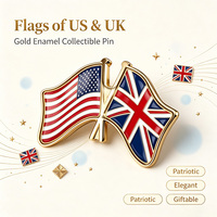 Broche en métal personnalisée en usine, motif double drapeau croisé, idéale pour collectionner ou offrir