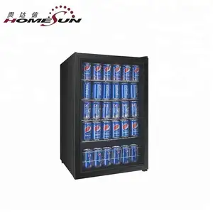 Kustom Pintu Kaca Kulkas Mini dengan Kunci Di Bawah Counter Mini Bar Cola Lemari Es