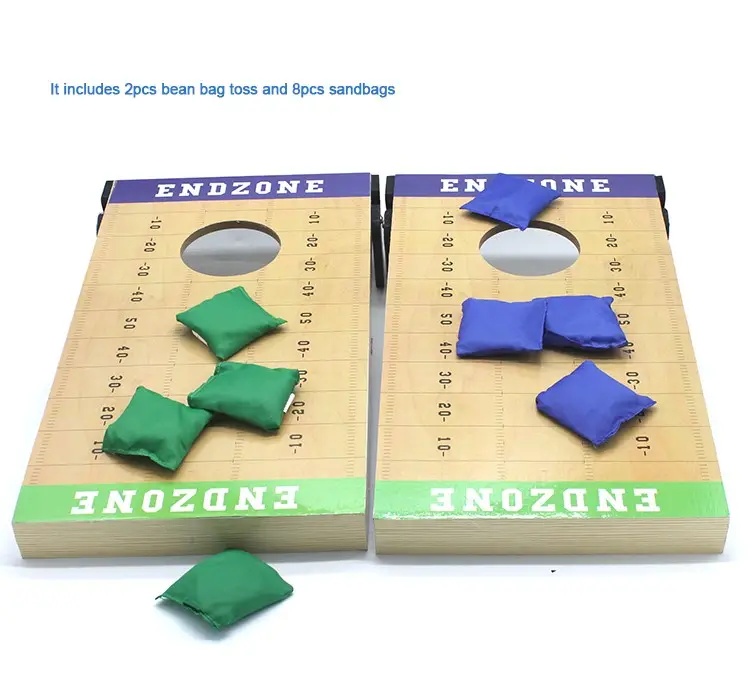 2pcs 2 in 1 wooden garden games tic tac toe corn hole bean bag toss game with easy carry bags
