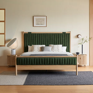 <span class=keywords><strong>Letto</strong></span> dal Design Rilassante in Stile Naturale Casual, Struttura in Legno Massello con Testiera Imbottita <span class=keywords><strong>Verde</strong></span> Staccabile - Product Image 3