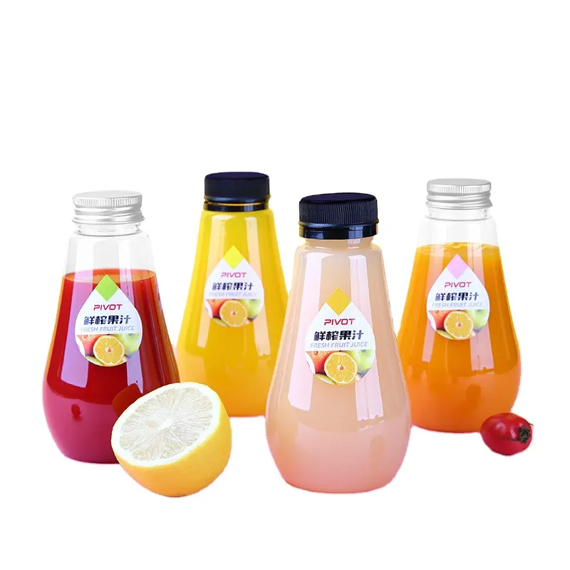 Garrafa de plástico redonda personalizada, garrafa plástica de 8oz/16oz para beber, café, leite, frutas, suco, copo para suco