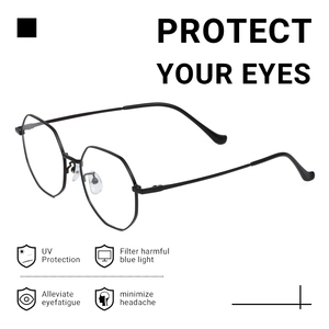 Thời trang hình dạng kim cương đặc biệt mạ điện màu sắc linh hoạt mỏng đền thờ unisex kim loại hợp kim kính mắt - Product Image 5