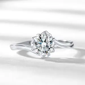 Moissanite Jewelry 925 Sterling Silver Moissanite Ring Round White Vvs Diamond Engagement Moissanite Rings For Women