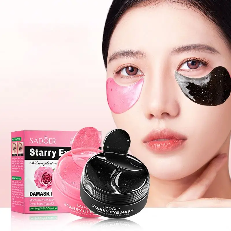 OEM SADOER private label collagen Bamboo Charcoal Rose Starry Sky patch moisturize anti aging skin care crystal eye mask