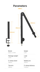 ขาตั้งไมโครโฟนแบบแขนยืดหดได้ รุ่น Vijim LS24 สำหรับกล้อง DSLR และสมาร์ทโฟน รองรับไมโครโฟน <span class=keywords><strong>Blue</strong></span> <span class=keywords><strong>Yeti</strong></span> - Product Image 6
