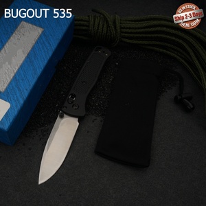 Navaja plegable Bugout 535 de acero inoxidable con hoja de punta caída, mango de plástico, liberación con perilla de pulgar, navaja de bolsillo con grabado láser profesional. - Product Image 1