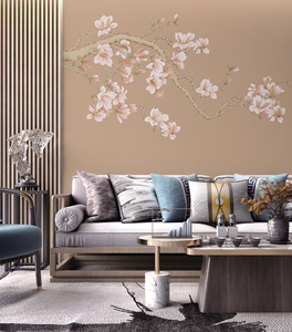 Carta <span class=keywords><strong>da</strong></span> Parati 3D Personalizzata con Stampa Floreale, Adesivi Murali con Piante, Carta <span class=keywords><strong>da</strong></span> Parati Murale Botanica con Alberi, Uccelli e Fiori - Product Image 2