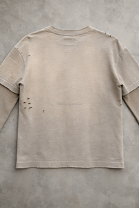 Custom Vintage acid Wash Heavyweight Streetwear Tshirt Screen Print <b>Waffle</b> distressed Double Layer Long Sleeve T <b>Shirt</b> Men - Product Image 3