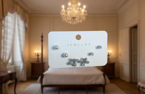 Set di Orecchini a Perno in Argento, 3 Paia con Fiori, Cristalli, Strass e Perle d'Acqua Dolce, Argento 925 per Uso Quotidiano Femminile - Product Image 2