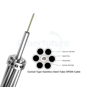 Câble aérien OPGW fil de terre composite 12 24 48 96 cœurs Central SS Tube Type câble optique autoportant fournisseurs OPGW