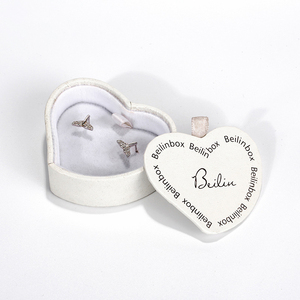 Customized Necklace Stud <b>Earring</b> <b>Gift</b> Box White Paper Valentine's Day <b>Gift</b> Heart Shaped Jewelry Packaging <b>Boxes</b> - Product Image 2