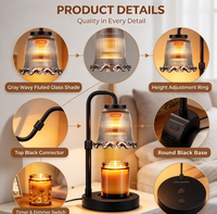 Lampe chauffe-bougie avec minuterie et variateur d'intensité : 3 modes de minuterie, 35W, sécurité anti-brûlure, 4 niveaux de gradation, ambiance romantique - Chauffe-cire