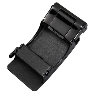 Hebilla de Cinturón Automática para Hombre, Tipo Placa, con Recubrimiento de Aleación, Estilo Formal, Negra con Detalles Azules - Product Image 3