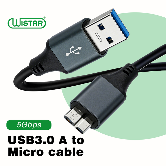 WISTAR USB 3.0 Type a to Micro B Data Charger Extension Cable for HDD Hard Drive Disk
