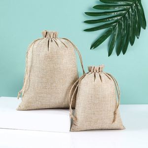 Sacs en toile de jute avec cordon de serrage, pochettes cadeaux en lin avec corde en lin, 7x9cm, sac en jute naturel pour bijoux, anneaux, colliers, bonbons, cadeaux de mariage - Product Image 3