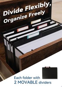 Plastic High Capacity Hanging <b>File</b> Folders Expanding Pocket with Movable Dividers Folder Organizer for Office A4 Letter Size - Product Image 4