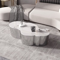 Table basse Cloud minimaliste italienne, forme irrégulière, style Wabi-Sabi, argentée, pour salon, mobilier moderne et léger pour la maison