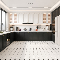 Ensemble de meubles de cuisine suspendus modernes haut de gamme en placage de bois, mélaminé MDF, sur mesure, de luxe, complet, RTA, intelligent et compact
