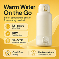 Bouilloire Électrique Portable Rechargeable, Tasse Intelligente, Chauffe-Eau 100 ° Thermos de voyage sans fil USB C, maintient au chaud 37-55°C ° C