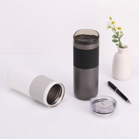 Tumbler Vakum Dinding Ganda Stainless Steel 450ml Anti Bocor Bebas BPA, Mug Kopi untuk Perjalanan, Botol Air untuk Mobil