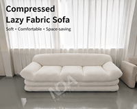 Modernes Komprimiertes Lazy-Stoffsofa, Weiches Minimalistisches Cremefarbenes Sofa, Platzsparende Möbel für Kleine Wohnungen