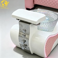 Fauteuil de Pédicure Multifonctionnel de Luxe avec Lumière LED, Bol de Pédicure, Chaise de Massage, Station de Manucure et Massage des Pieds