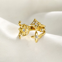 Hexagone géométrique plaqué or Shell Stone trèfle à quatre feuilles plus Classic Jewelry Ring Toe Stainless Steel Lady Rings