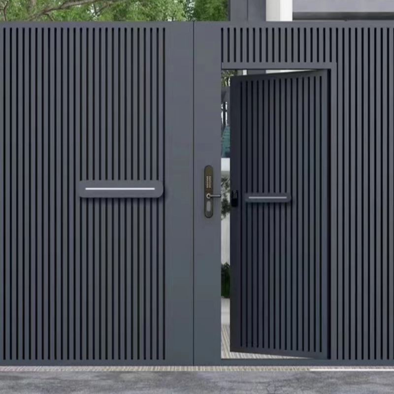 JHR New Model Powder Coated Black Aluminum Single Gate Sidewalk Gate Nice Looking Swing Gate Aluminum FenceGate