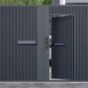 JHR – nouveau modèle de portail simple en aluminium noir enduit de poudre, porte de trottoir, beau portail pivotant, fencegat en aluminium