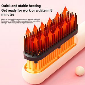 Wholesale <b>Electric</b> 2 in 1 Airflow Negative Ion Hair Straightener Styling Comb Hot <b>Cool</b> Air Hair Ionic Curling Brush - Product Image 4