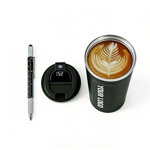 Custom Logo Double Wall Stainless Steel Vacuum Promo Business Gift Smart Coffee Mug Cup With Temperature Display Lid - Product Image 1