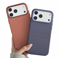 Casing Kulit Buatan Tangan untuk iPhone 15 Pro Max Logo Kustom Tahan Guncangan Penutup Pelindung Magnetik untuk iPhone 17 16