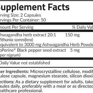 Cápsulas de Ashwagandha Sudafricana 3000mg por Porción, Favorecen la Densidad Ósea, la Relajación Muscular y la Salud Nerviosa, Suplemento de 120 Cápsulas - Product Image 4